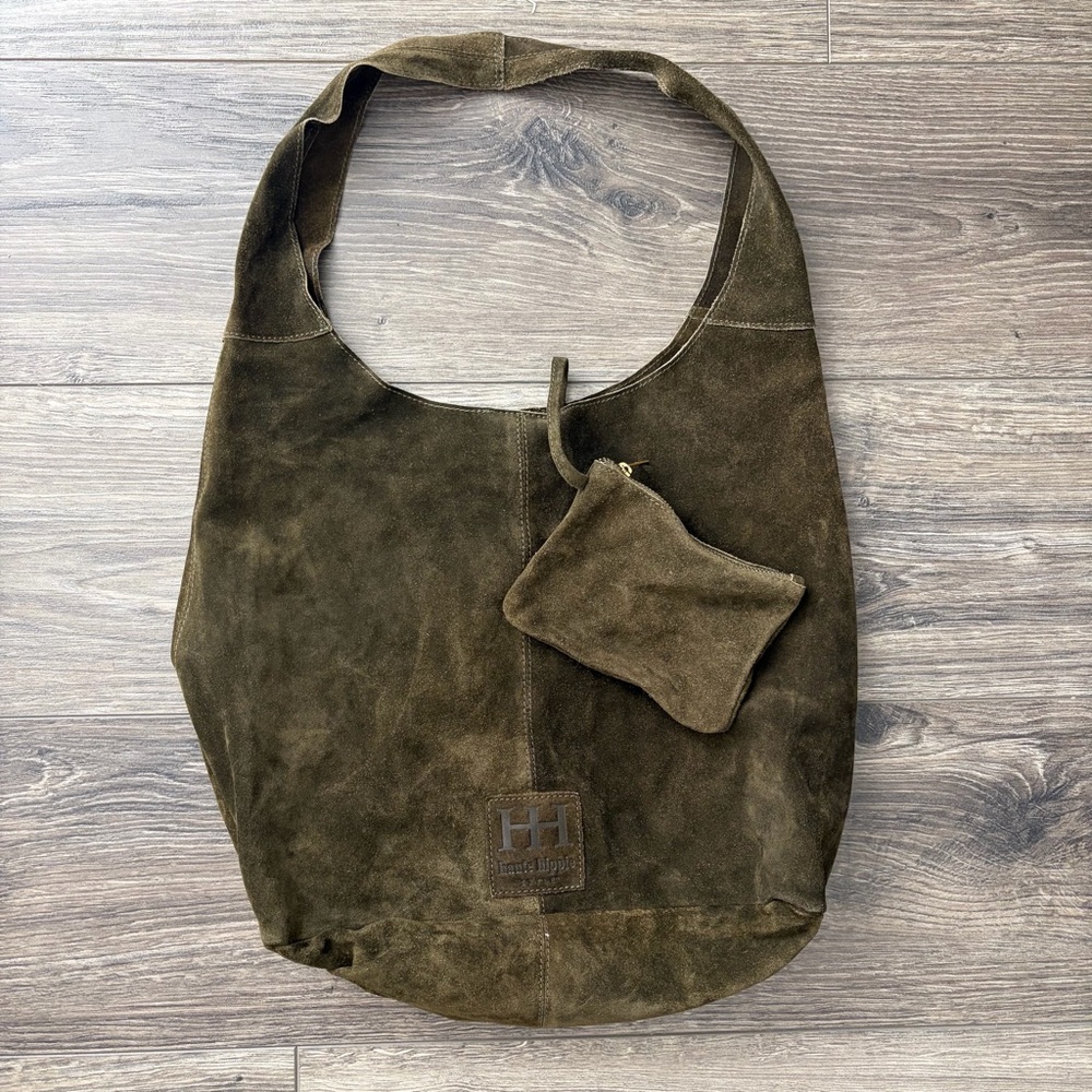Haute Hippie Olive Green Suede Hobo Bag - Picture 2 of 5